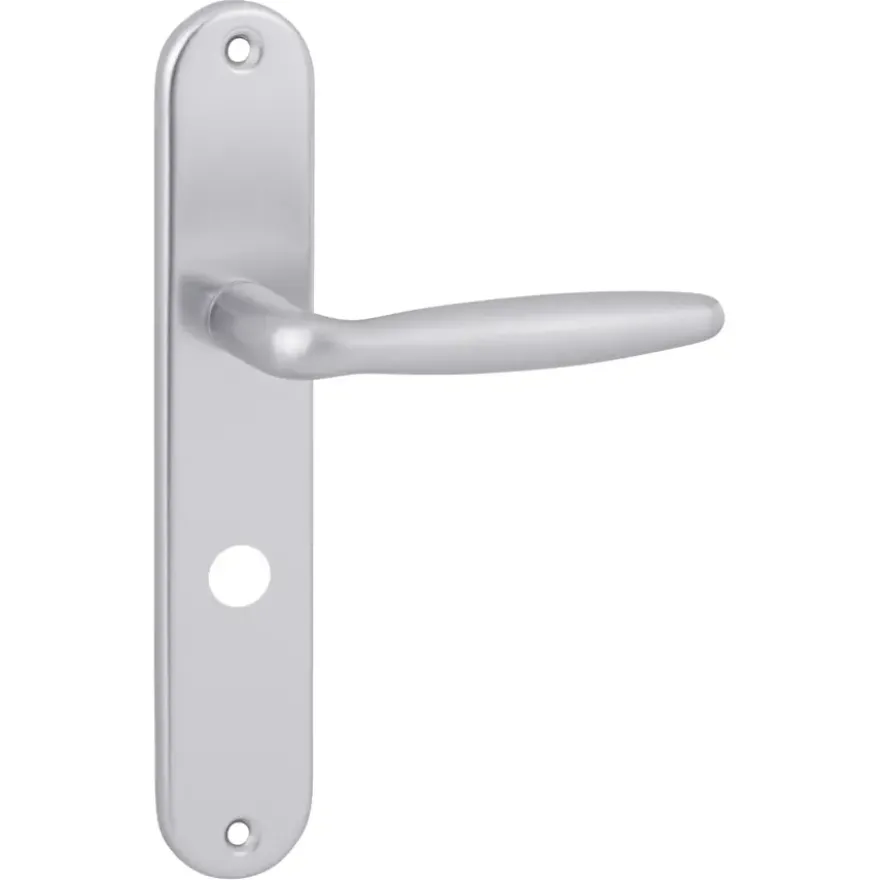 Karwei deurkruk set Antonio ovaal schild vrij-bezet sluiting 63/8 mm aluminium