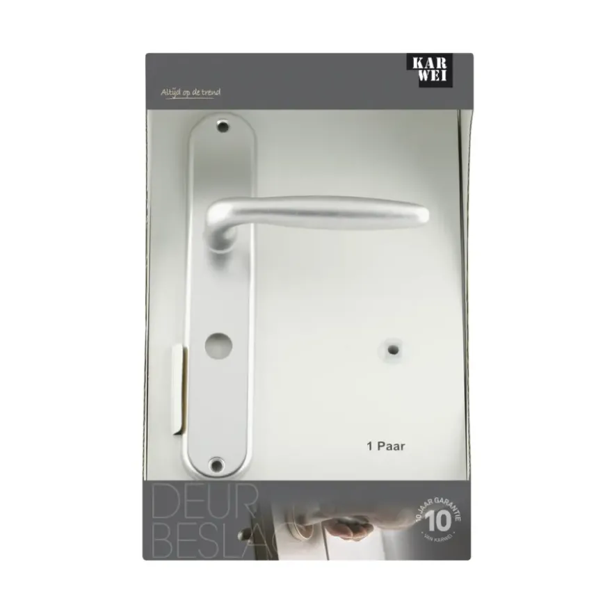 Karwei deurkruk set Antonio ovaal schild vrij-bezet sluiting 63/8 mm aluminium
