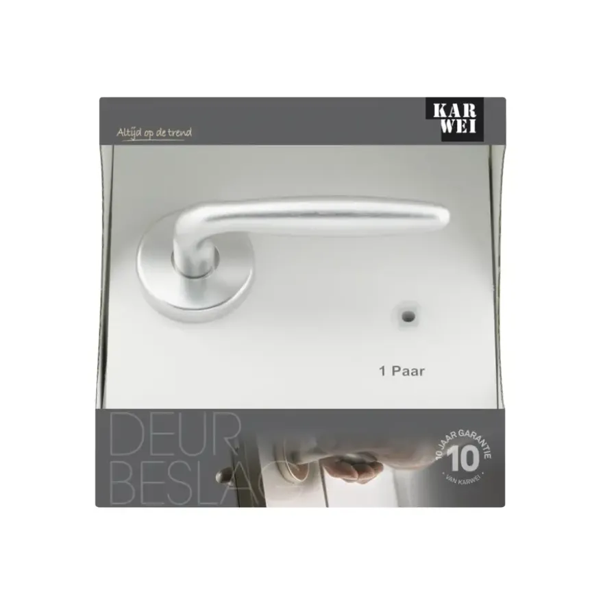 Karwei deurkruk set Antonio rond rozet aluminium