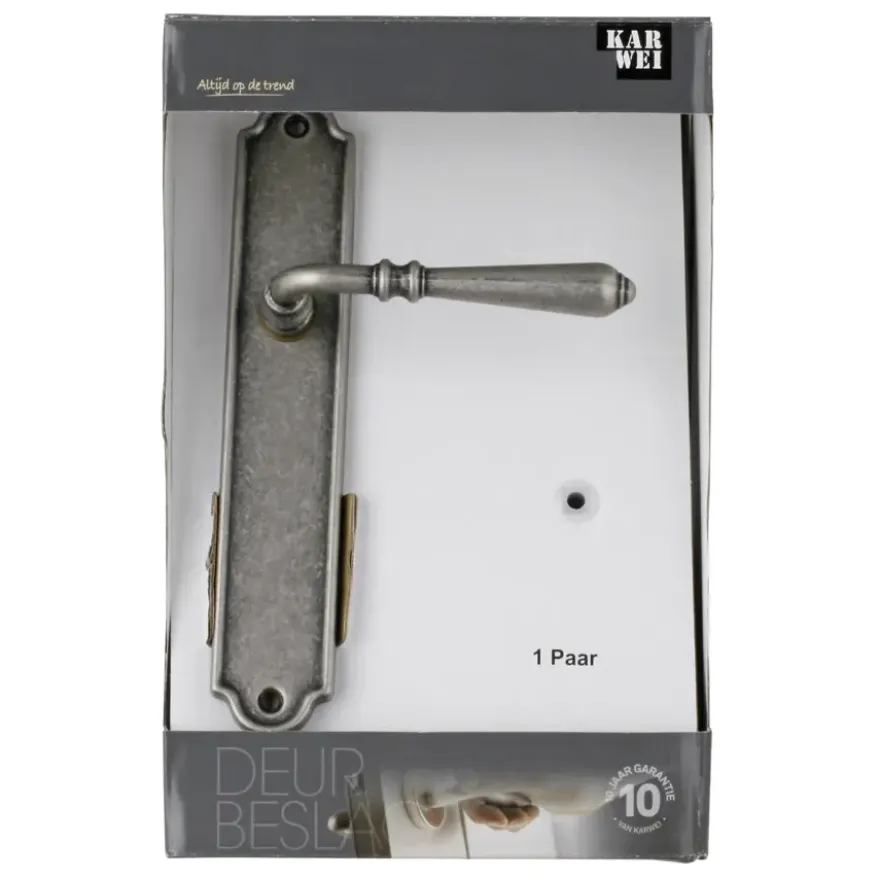 Karwei deurkruk set Bento ovaal blind schild tin look messing