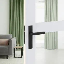 Karwei deurkruk set Chelsea recht blind schild zwart RVS