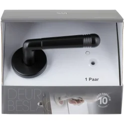 Karwei deurkruk set Danilo rond rozet zwart aluminium