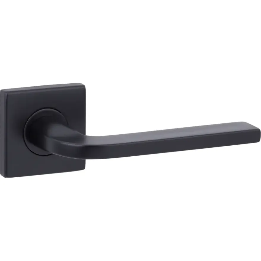 Karwei deurkruk set Enzo vierkant rozet zwart aluminium