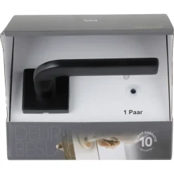 Karwei deurkruk set Enzo vierkant rozet zwart aluminium