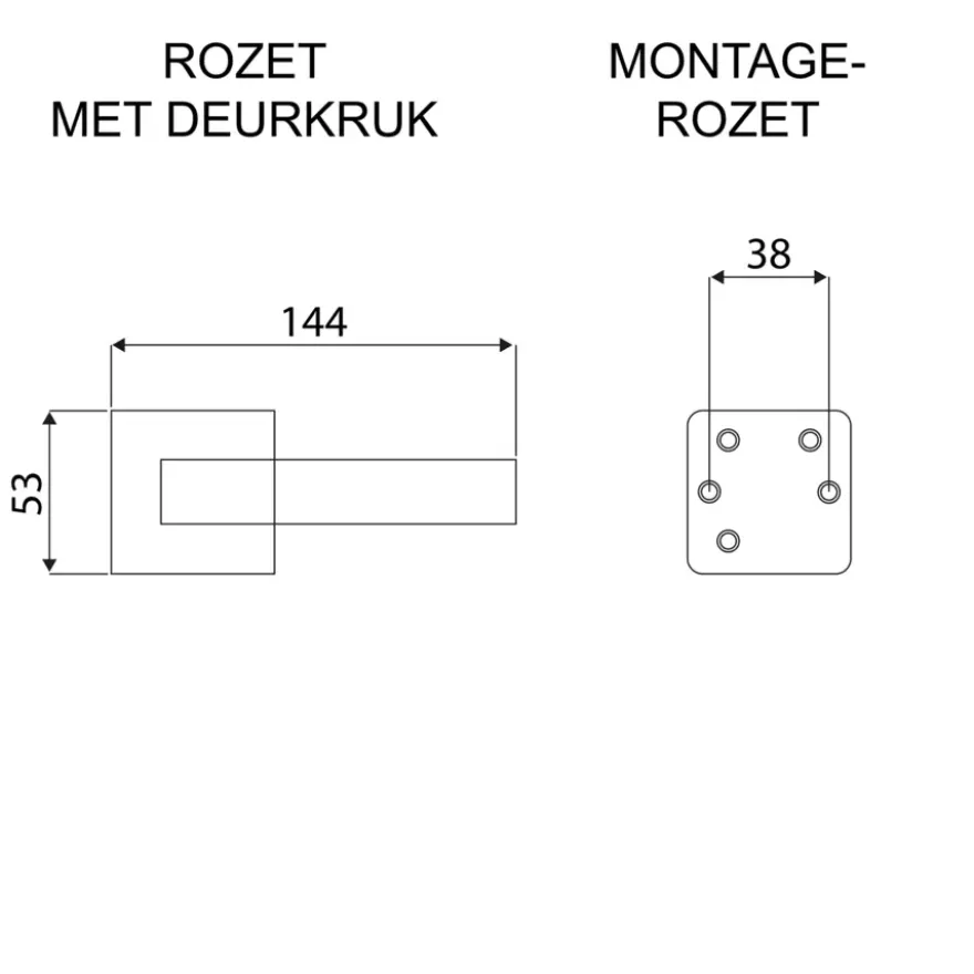 Karwei deurkruk set Enzo vierkant rozet zwart aluminium