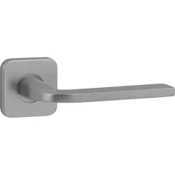 Karwei deurkruk set Enzo vierkant rozet RVS look aluminium