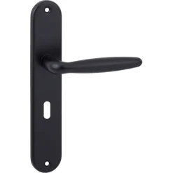 Karwei deurkruk set Eros ovaal schild sleutelgat 56 mm zwart aluminium