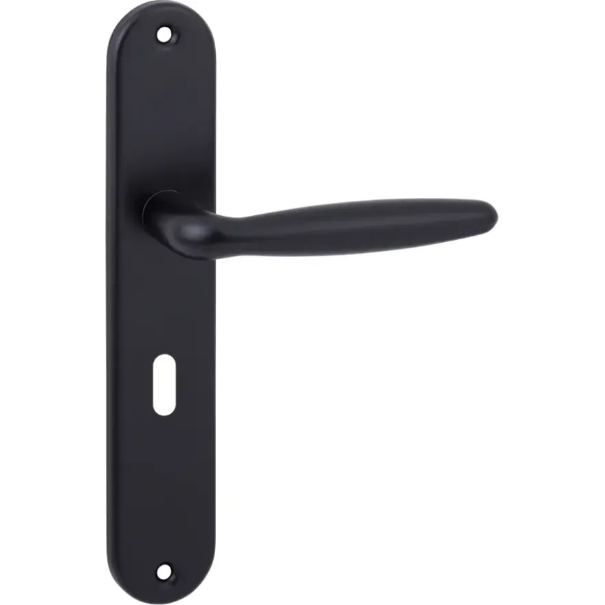 Karwei deurkruk set Eros ovaal schild sleutelgat 56 mm zwart aluminium