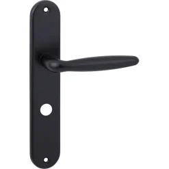 Karwei deurkruk set Eros ovaal schild vrij-bezet sluiting 63/8 mm zwart aluminium