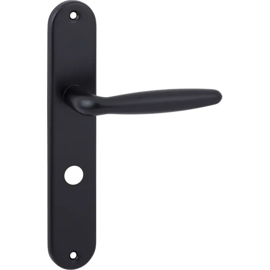 Karwei deurkruk set Eros ovaal schild vrij-bezet sluiting 63/8 mm zwart aluminium