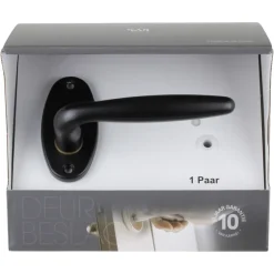 Karwei deurkruk set Eros ovaal rozet zwart aluminium
