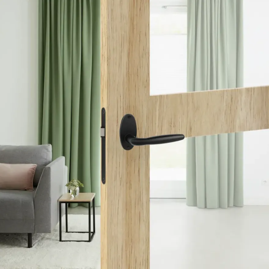 Karwei deurkruk set Eros ovaal rozet zwart aluminium