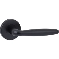 Karwei deurkruk set Eros rond rozet zwart aluminium