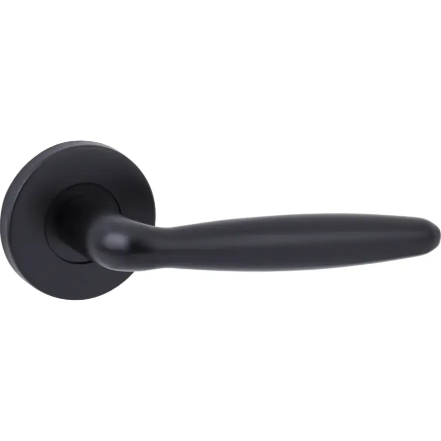 Karwei deurkruk set Eros rond rozet zwart aluminium