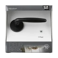 Karwei deurkruk set Eros rond rozet zwart aluminium