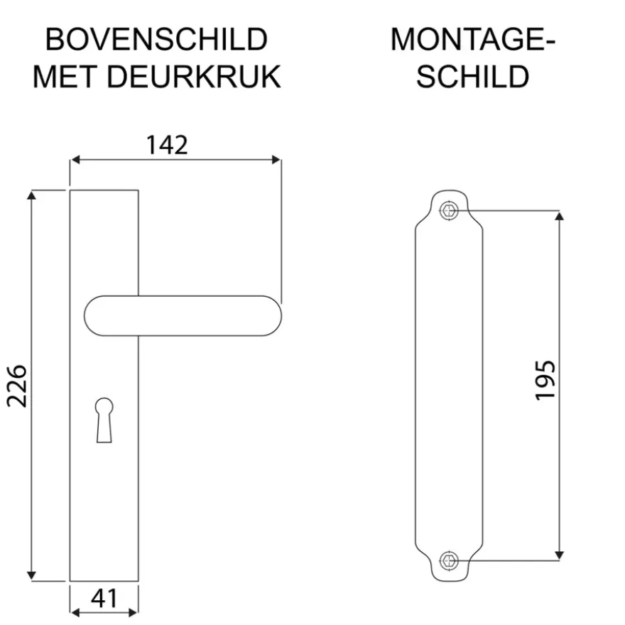 Karwei deurkruk set Fulham recht schild sleutelgat 56 mm RVS