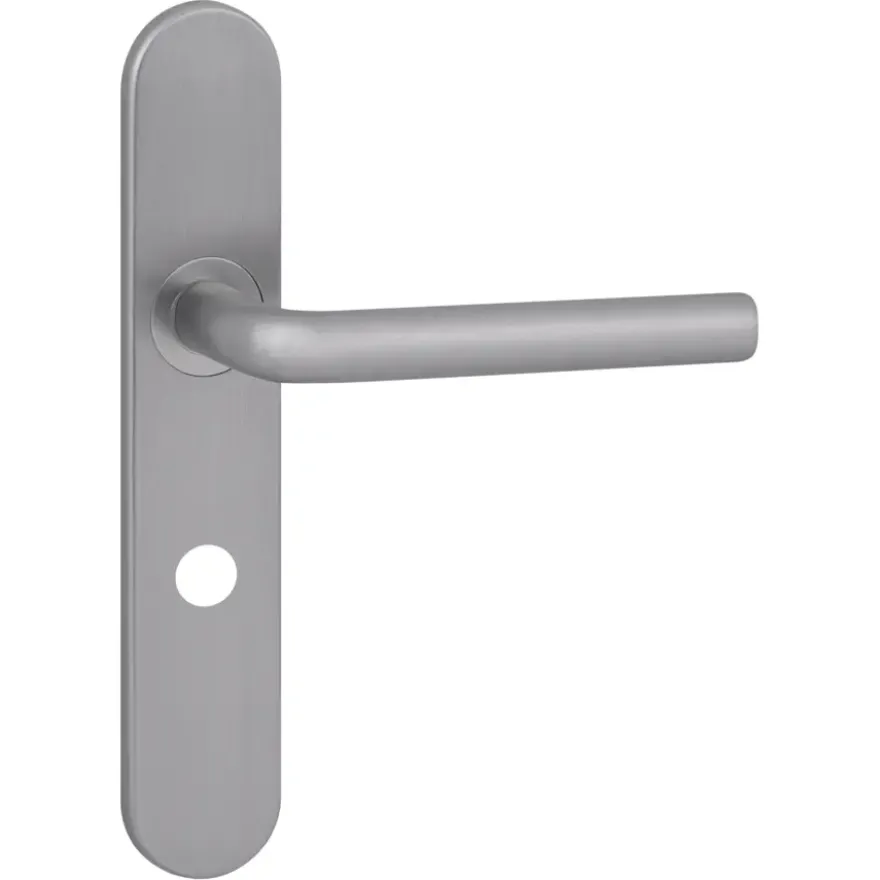 Karwei deurkruk set Gino ovaal schild vrij-bezet sluiting 63/8 mm RVS look aluminium