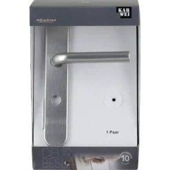 Karwei deurkruk set Gino ovaal schild vrij-bezet sluiting 63/8 mm RVS look aluminium