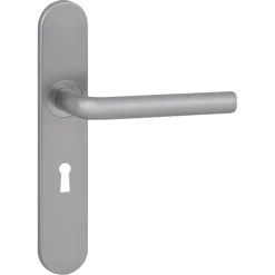 Karwei deurkruk set Gino ovaal schild sleutelgat 56 mm RVS look aluminium
