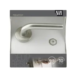 Karwei deurkruk set Henry rond rozet RVS