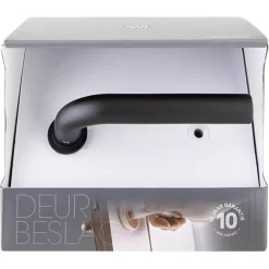 Karwei deurkruk set Henry rond rozet klein zwart RVS