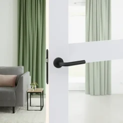 Karwei deurkruk set Henry rond rozet zwart RVS