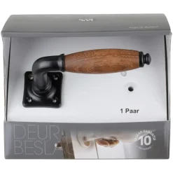 Karwei deurkruk set Jennifer vierkant rozet zwart messing