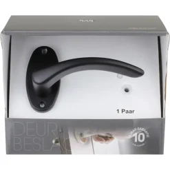 Karwei deurkruk set Jules patent schild zwart aluminium