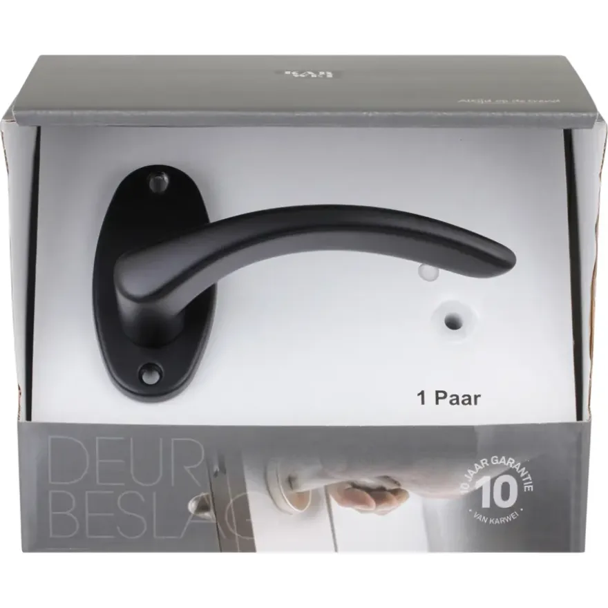 Karwei deurkruk set Jules patent schild zwart aluminium