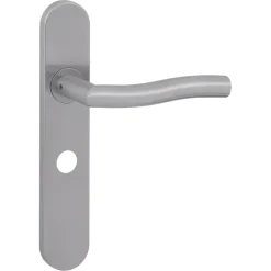Karwei deurkruk set Kevin ovaal schild vrij-bezet sluiting 63/8 mm RVS