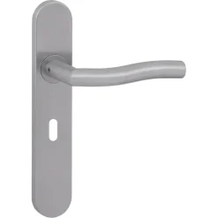 Karwei deurkruk set Kevin ovaal schild sleutelgat 56 mm RVS