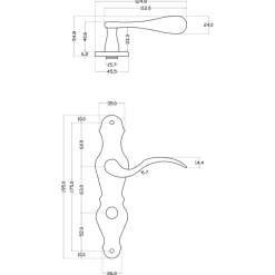 Karwei deurkruk set Lepel ovaal schild vrij-bezet sluiting 63/8 mm messing glans