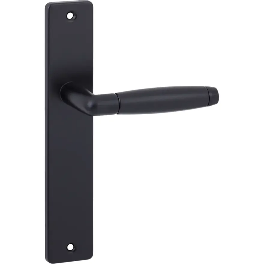 Karwei deurkruk set Lopes recht blind schild zwart messing