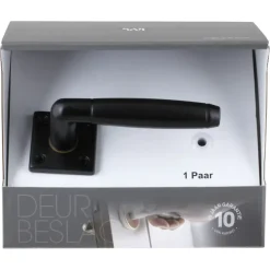 Karwei deurkruk set Lopes vierkant rozet zwart messing