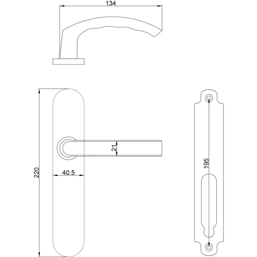 Karwei deurkruk set Lorenzo ovaal blind schild RVS look aluminium