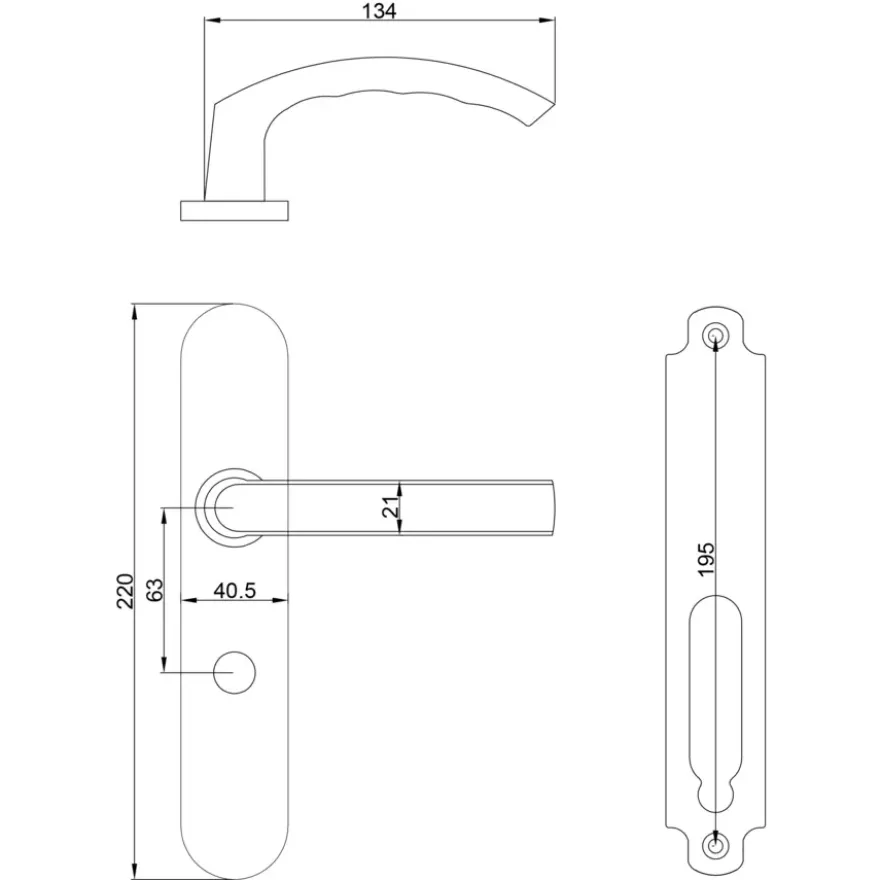 Karwei deurkruk set Lorenzo ovaal schild vrij-bezet sluiting 63/8 mm RVS look aluminium