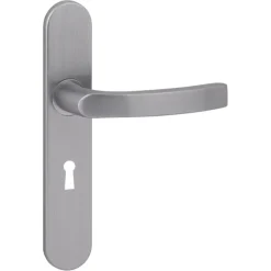 Karwei deurkruk set Lorenzo ovaal schild sleutelgat 56 mm RVS look aluminium