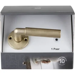 Karwei deurkruk set Luca rond rozet messing mat
