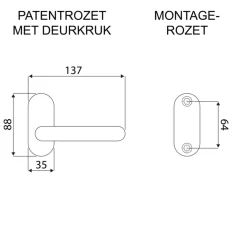 Karwei deurkruk set Roberto patent schild zwart RVS