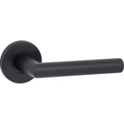 Karwei deurkruk set Roberto rond rozet zwart aluminium