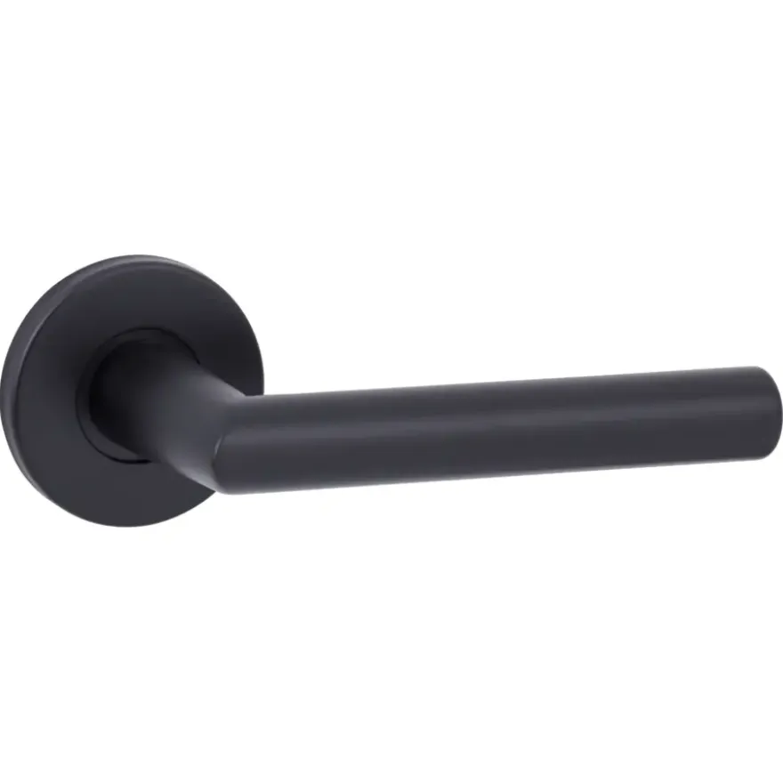 Karwei deurkruk set Roberto rond rozet zwart aluminium