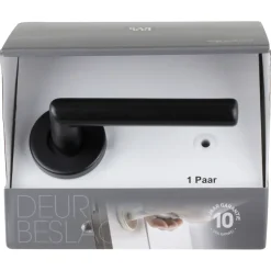 Karwei deurkruk set Roberto rond rozet zwart aluminium