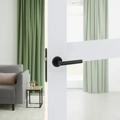Karwei deurkruk set Roberto rond rozet zwart aluminium