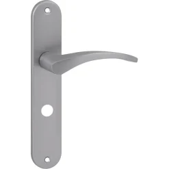 Karwei deurkruk set Stefanie ovaal schild vrij-bezet sluiting 63/8 mm RVS look aluminium