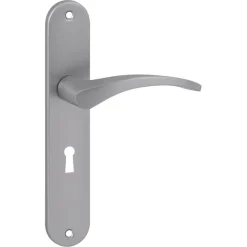 Karwei deurkruk set Stefanie ovaal schild sleutelgat 56 mm RVS look aluminium