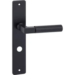 Karwei deurkruk set Stefano recht schild vrij-bezet sluiting 63/8 mm zwart aluminium