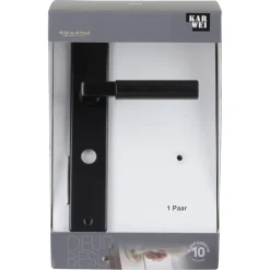 Karwei deurkruk set Stefano recht schild vrij-bezet sluiting 63/8 mm zwart aluminium