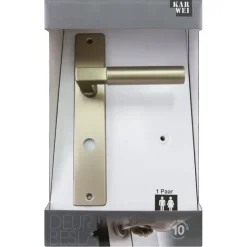 Karwei deurkruk set Stefano recht schild vrij-bezet sluiting 63/8 mm messing antiek aluminium