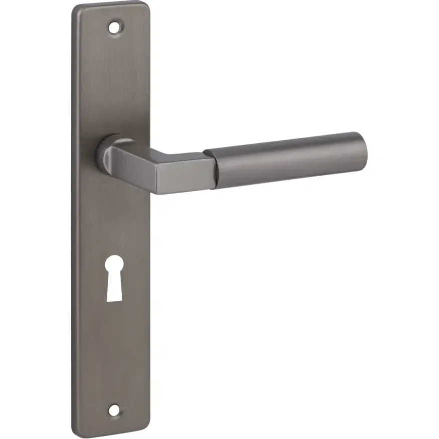 Karwei deurkruk set Stefano recht schild sleutelgat 56 mm messing antiek aluminium