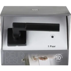 Karwei deurkruk set Stefano vierkant rozet zwart aluminium